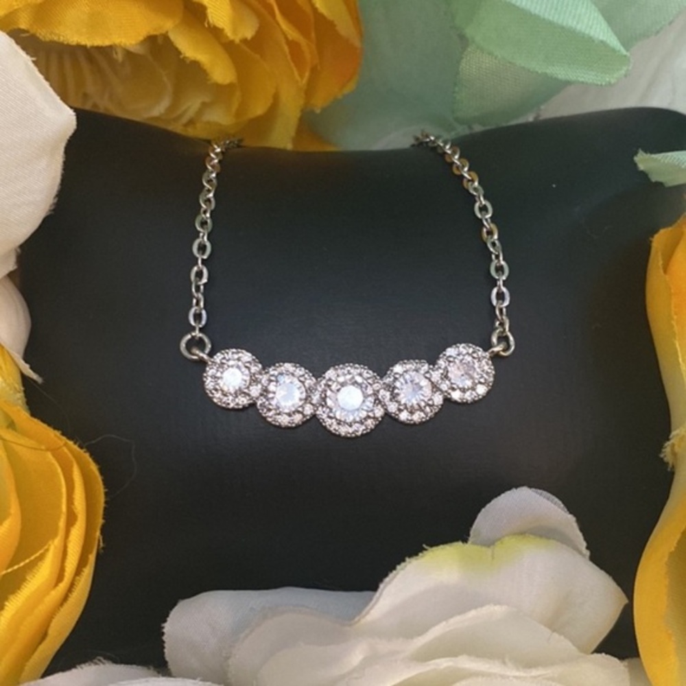 Solitaire Shape Diamond Bar Pendant Accent Necklace CZ Diamonds NEW!